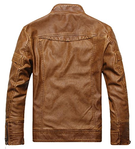 Image of chouyatou Men's Vintage Stand Collar Pu Leather Jacket