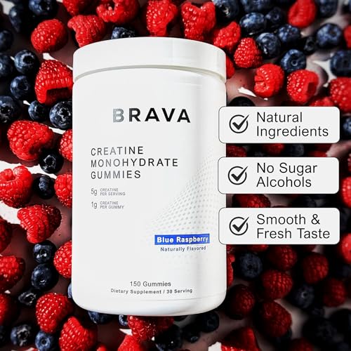 Image of Brava Creatine Gummies | 5g Lab-Verified Creatine Monohydrate Gummies for Men & Women | Every Batch Third-Party Tested | Vegan, Gluten-Free | Blue Raspberry (150 Gummies)
