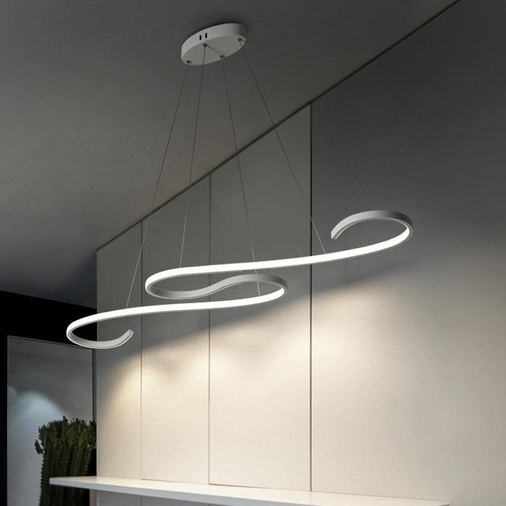 LED 60W Modern Pendant Light Fitting Island Ceiling Lighting Indoor Design Lamp Dining Table Chandelier Metal and Acrylic White Hanging Light Fixture for Living Room, Musical symbols , Neutral White