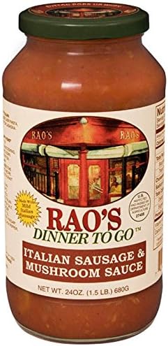 Rao's Homemade All Natural Italian Sausage & Mushroom Sauce, 24 oz (12 Pack)