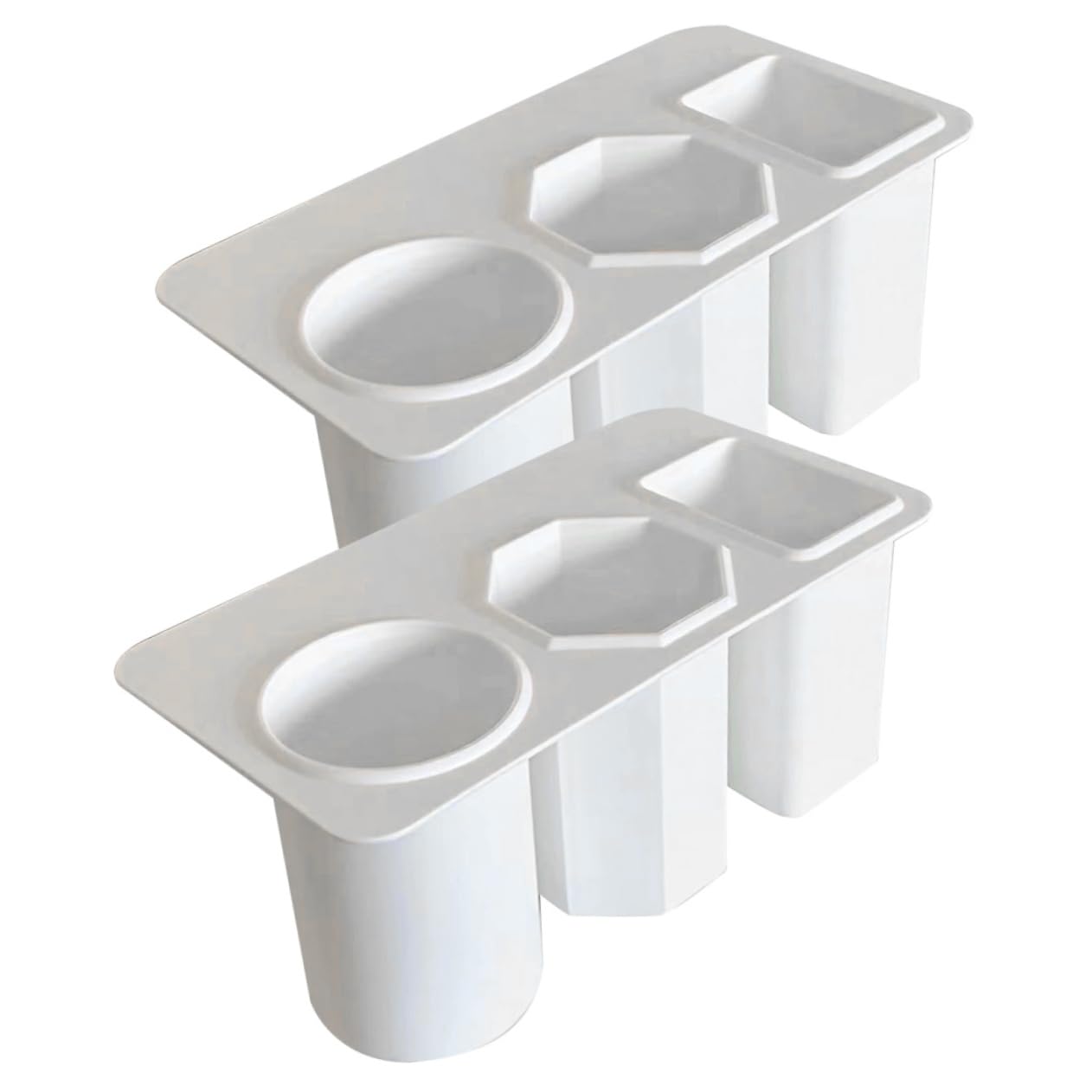 Portapenne da Scrivania a 3 Scomparti, 2 Pezzi, Plastico Bianco | Cassetti, Pulizia Facile, Design Semplice ed Elegante, Uso Versatile per Professionisti