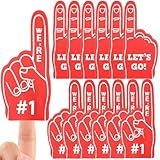 SEEVOR 12pcs Foam Finger Mini Foam Fingers 5 Inch Cheerleading Foam Finger For Sports Events Games Themed Birthday Party (Red)