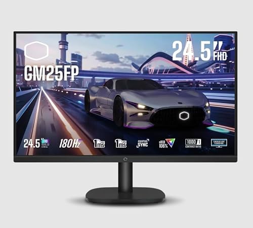 COOLER MASTER GM25FP 24.5″ FHD IPS Gaming Monitor – 180Hz, 1ms, FreeSync, HDMI & DisplayPort, Tilt Adjustable, CMI-GM25FP-UK