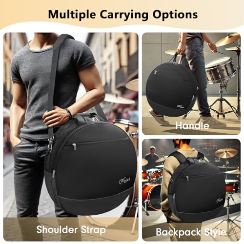 SNIGJAT Cymbal Bag, Cymbal Case with Thick Padded Dividers, Water Resistance 22\" Cymbal Gig Bag with Carry Handle, Adjustable Shoulder and Backpack Straps for Drum Cymbals and Accessories Storage - Thumbnail 6