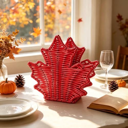 Wicker Storage Basket, Maple Leaf Wicker Baskets For Organizing Fall Decor - image 1