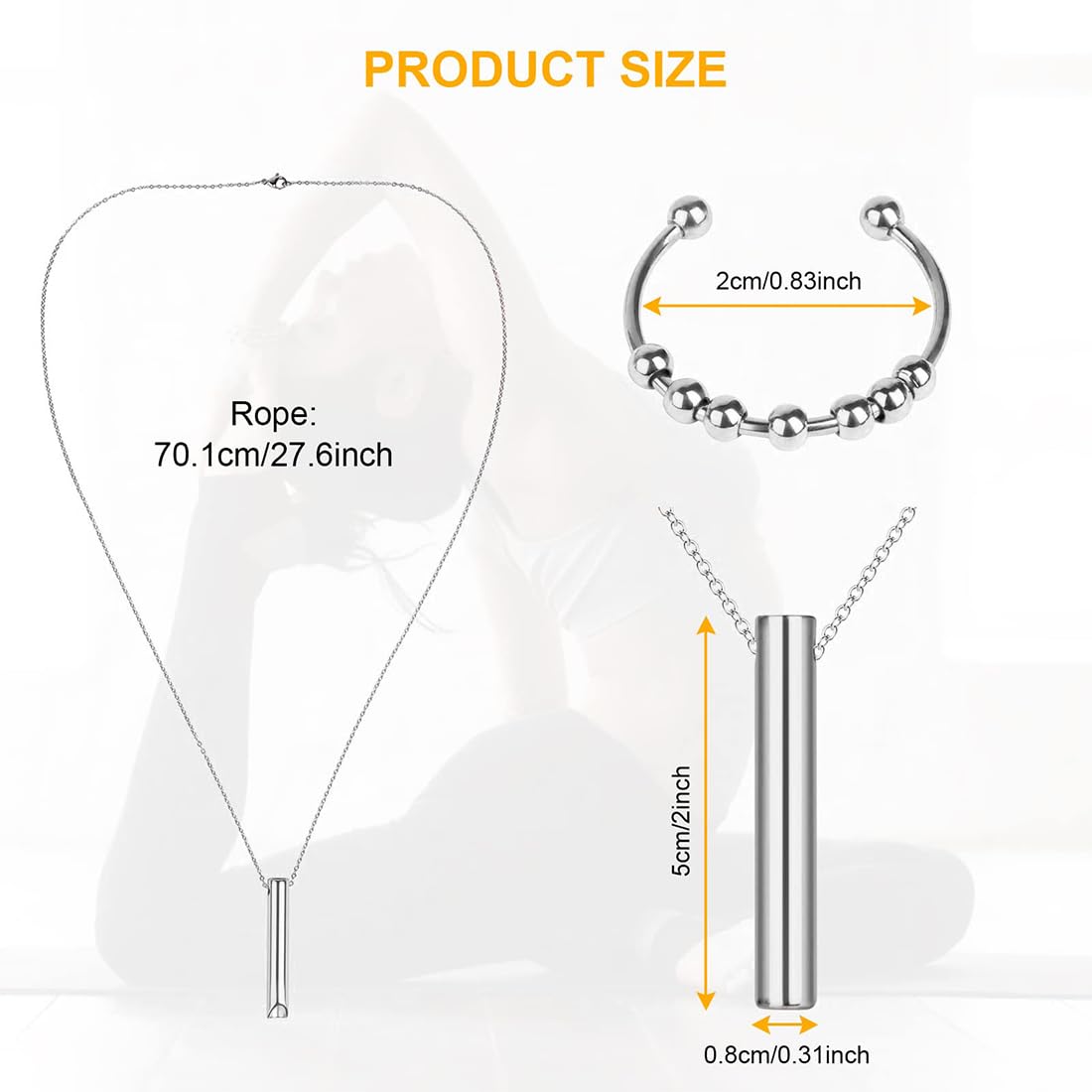 Collar de Alivio de Ansiedad y Respiración, Dispositivo de Ejercicio para Meditación, Pánico, Ralentización de La Respiración, Anillos Giratorios