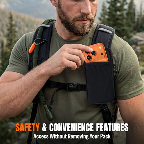 Image of 25L Hydration Hiking Backpack with Water Bladder, Detachable Phone Pouch