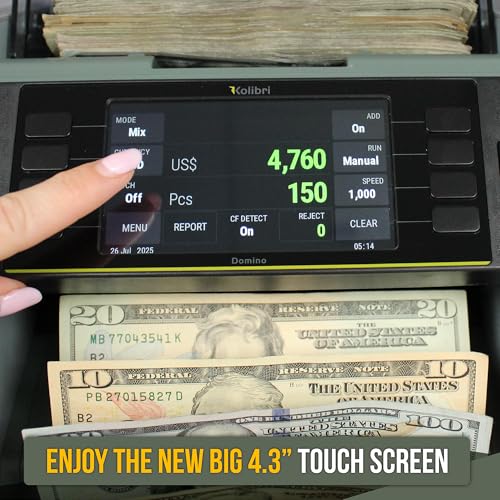 Image of KOLIBRI Money Counter Machine I LCD Display I Business Grade I Advanced 2CIS /UV /MG /IR /MT /DD /HLF /SN IRT Detection I Mixed Denomination I Multi-Currency I Single Pocket I 3 Years Warranty I Domino-V2