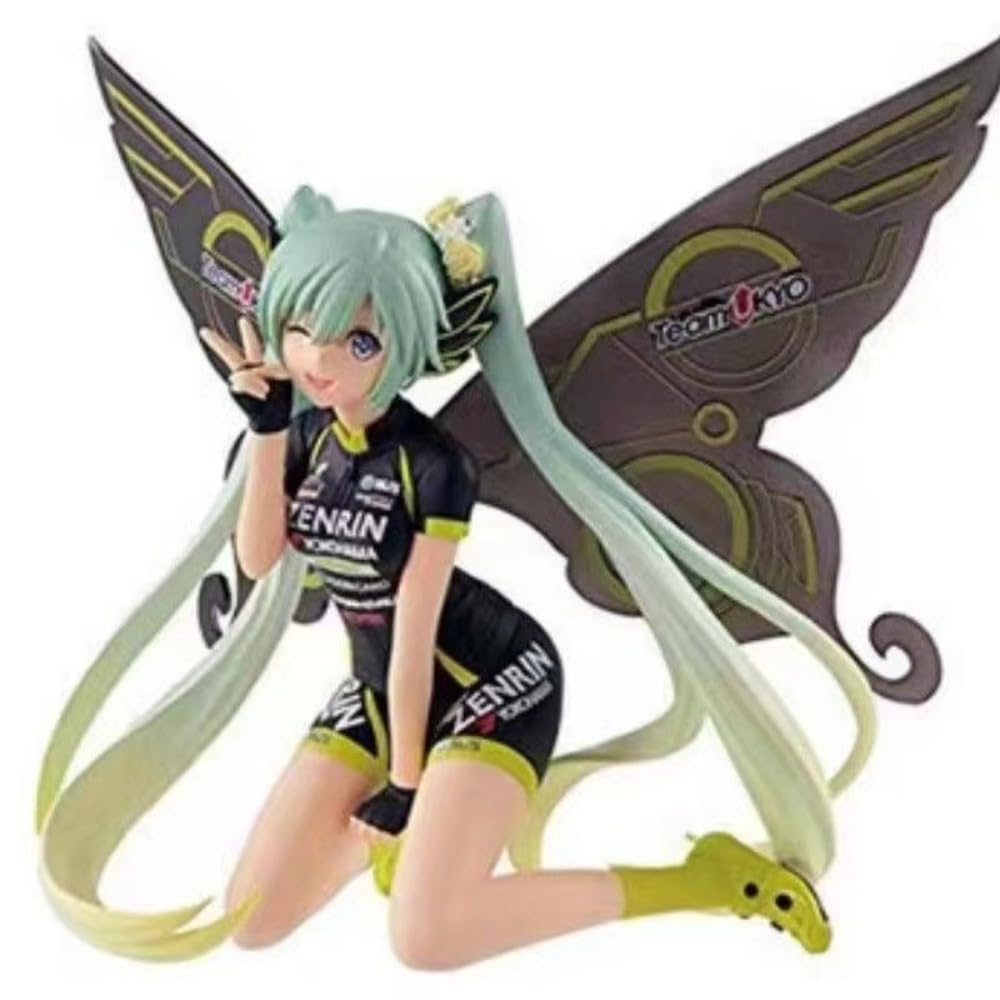 ENFILY For Racing Suit Butterfly Hatsune Miku Princess Miku Desktop Car Case Ornament Handmade PVC Anime Manga Character Model Statue Figure Collectibles Decorations