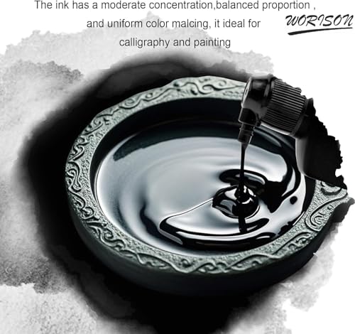 Image of Worison 100ml Calligraphy and Sumi Liquid Ink, Traditional Black Sumi Ink for Calligraphy, Painting, Writing, Drawing and Japanese Brush Art