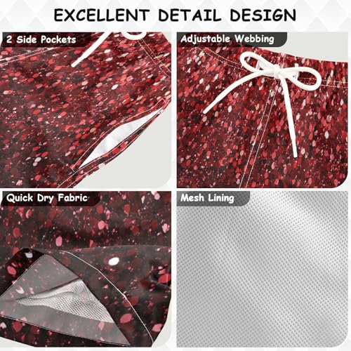 Boccsty Ruby Red Crimson Gradient Glitter Boys Swim Trunks Baby Kids Swimwear Summer Toddler Beach Board Shorts 2T3