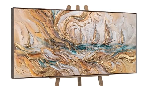 YS-Art Hermosas Pinturas acrílicas sobre Lienzo con Marco pintadas a Mano abstracciones Cuadro de Pared Sala de Estar Oficina decoración Moderna del hogar galería Imagen Obra de Arte 120x60 cm