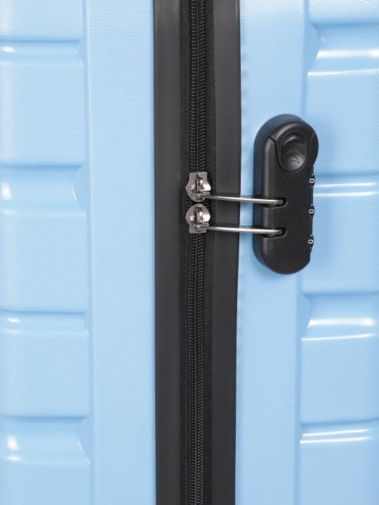 Image of Teakwood Small Size 55 CM 8 Wheels Trolley Bag, Hard Cabin with Zipper Closure, Adjustable Push Button & Cross Side Strap, TSA Lock System 360 Degree (Small, Powder Blue)