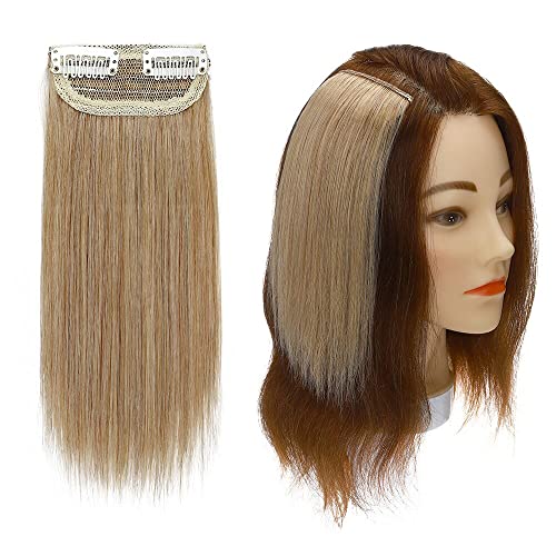 Image of Real 100% Human Hair 2Clip Extension Remy Straight Side Bangs Patch To Add Side Hair Volume Blonde Color Highlights | Soft Natural Looking Reusable Lightweight Clip Extension for Daily Use, Styling & Party Causal Wear | 8inch Hair Length (1pc)