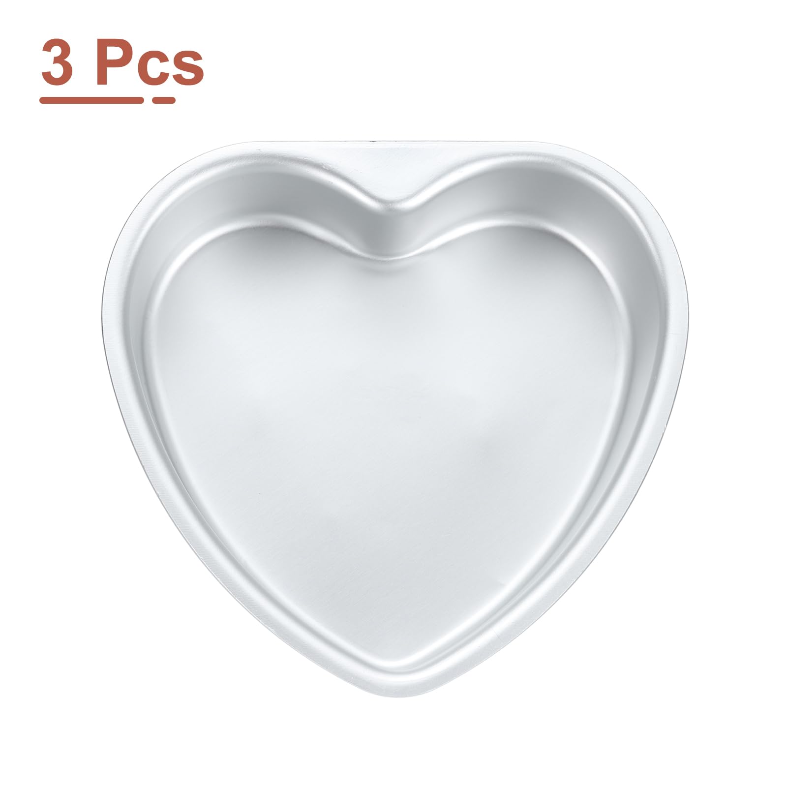 uxcell Lot de 3 moules à gâteau antiadhésifs en alliage d'aluminium en forme de cœur pour mariage, anniversaire, Noël, 16 x 12,7 cm, argenté