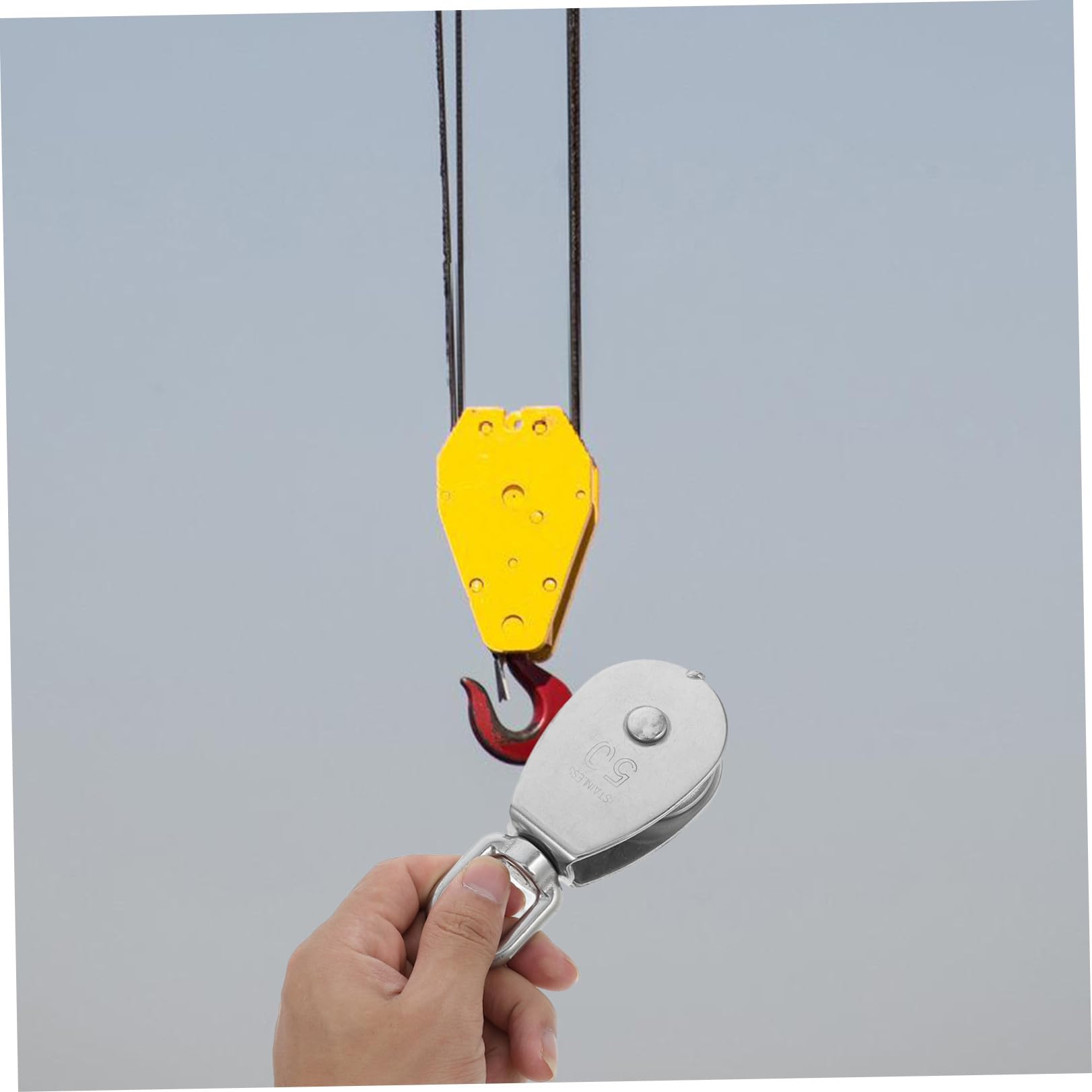 4 Stück Edelstahl Einzelrollenblock Robuste Drahtseilrolle mit Flexibler Rotation für Bauwesen Schifffahrt und Industrie