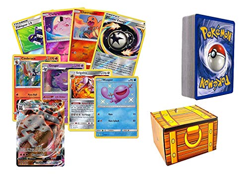 50 Pokemon Cards with V Max Ultra Rare Card That is 250 HP OR Higher! Includes Rares, Foils, and a Golden Groundhog Exclusive Treasure Deck Box!