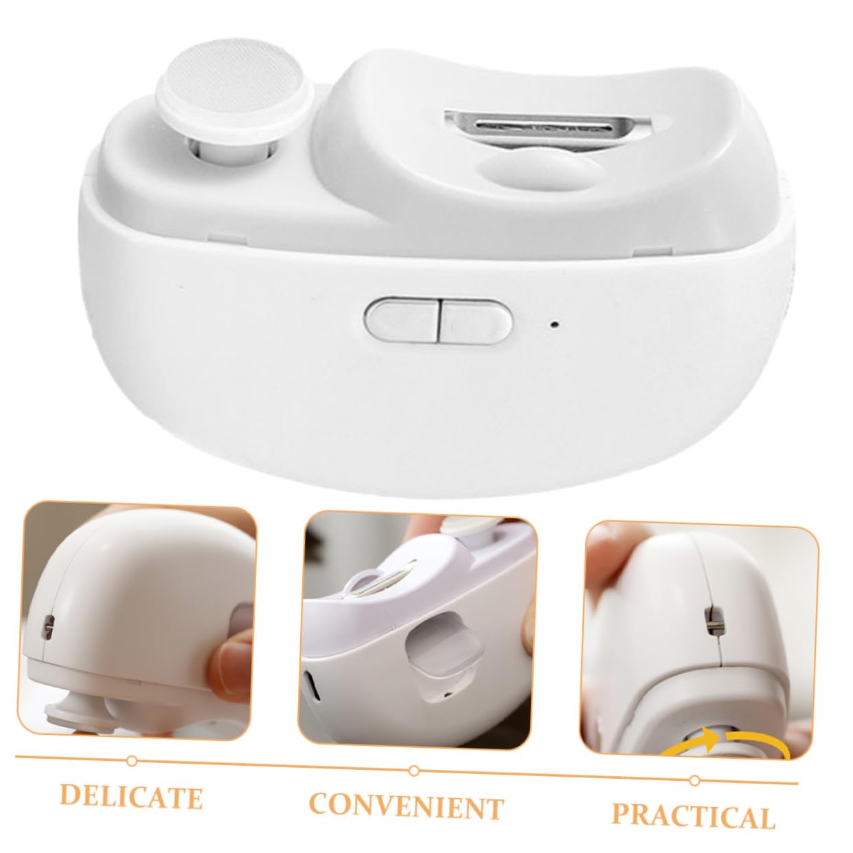 500mah Tagliaunghie Bianco Ricaricabile Automatico Elettrico | Doppia Funzione con Luce, Due Velocità di Rotazione, Abs e Lega, per Adulti e Ragazzo Ragazza
