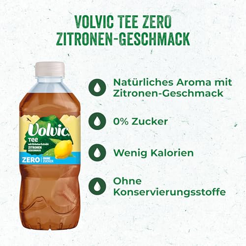 Volvic Tee Zero Zitronengeschmack – Erfrischungsgetränk aus Grüntee-Extrakt mit Zitronengeschmack – 6 x 0,75 l