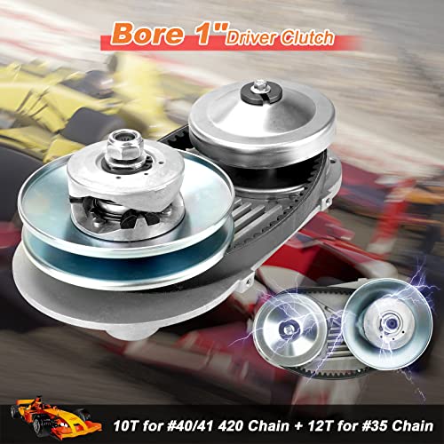 Torque Converter 30 Series Mini Bike 2Hp-7Hp Go Kart Clutch 1 Inch 10T #40#41#420 & 12T #35 Chain Predator Drive Belt Pulley Replace For Manco Comet 218354A,203603A,219456A,218355A,219554A,Tav2 #TOP3