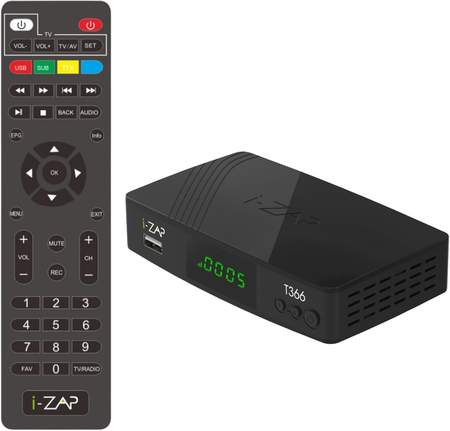 T366 – Digital Terrestrial Decoder 2026 DVB-T2 with Remote Control Included, HDMI, SCART, USB, ETHERNET