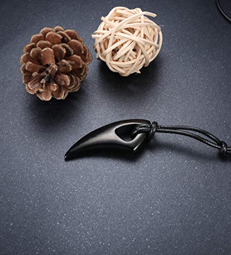 Jstyle 2Pcs Stainless Steel Pendant Necklace For Mens Spearpoint Arrowhead Wolf Teeth Pendant Chain Necklace Set Black-Tone #TOP4