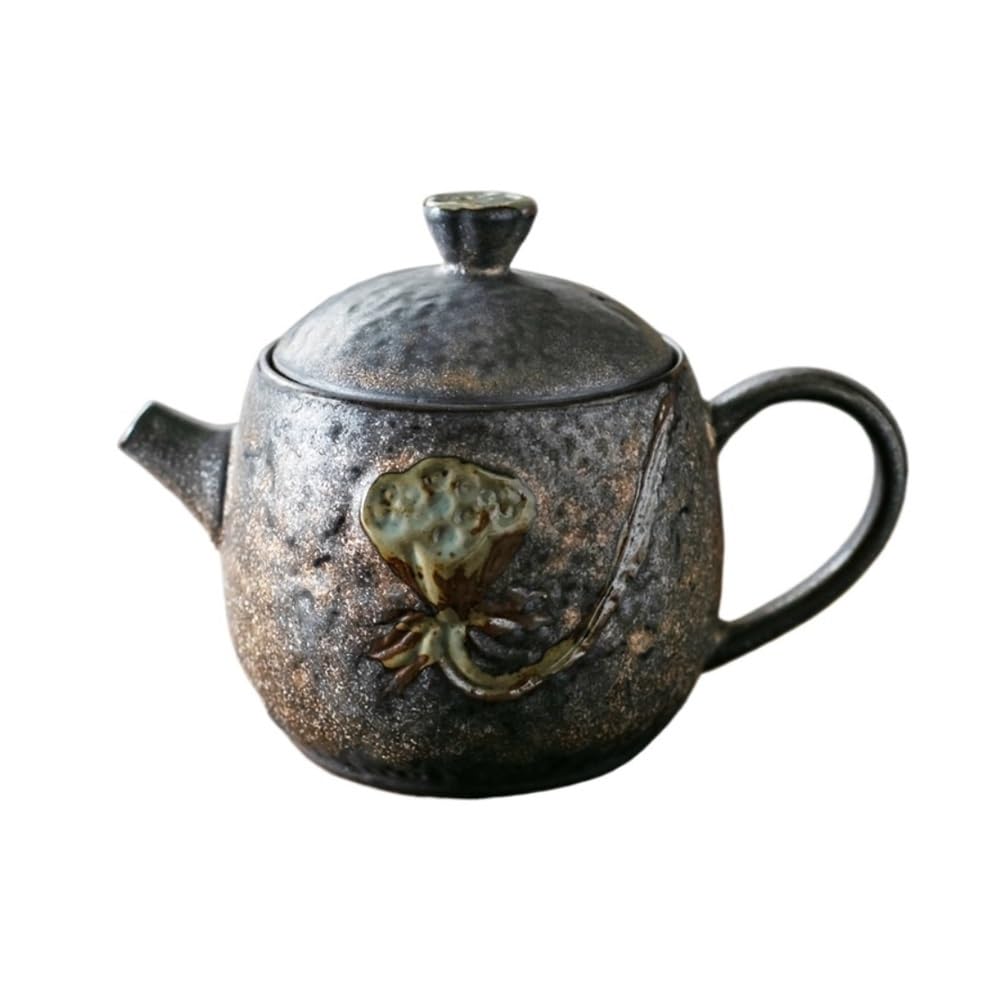 Teteras, Tetera china de cerámica tosca hecha a mano - Juego de té de cerámica individual con filtro incorporado, Hervidor