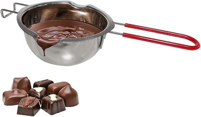 Chocolate Melting Pot, 18/8 Stainless Steel Universal Double Boiler Spouts, Heat-Resistant Handle, Flat Bottom, Melted Butter, (400ml)