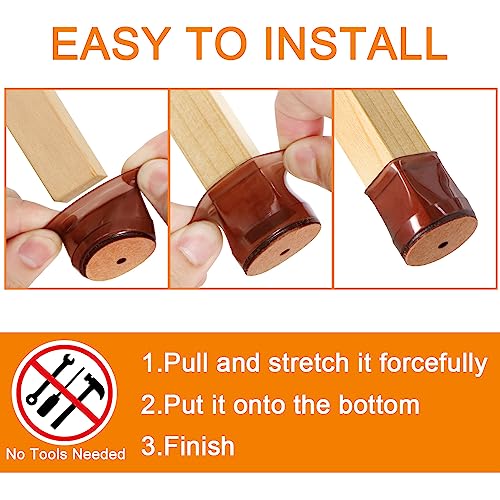 24 Pcs Chair Leg Floor Protectors for Hardwood Floors Silicone Covers to Protect Wood Tile Floors Felt Bottom Furniture Leg Caps Anti-Scratch Reduce Noise (Fit:0.9"-1.29")