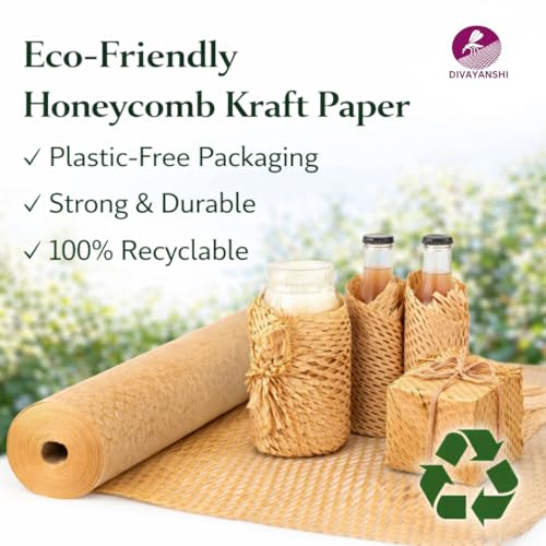 Image of Divayanshi Honeycomb Packing Paper | Sustainable Cushioning Wrap for Shipping, Gifts & Fragile Items | 10m x 15 Inch