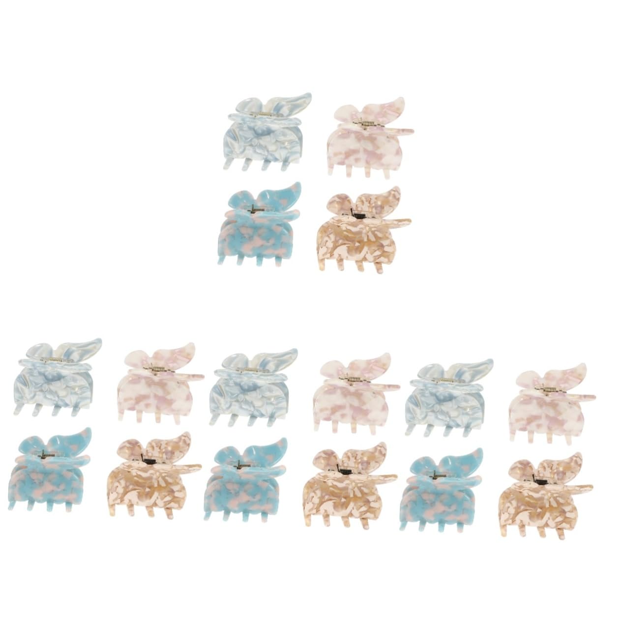 Baluue 16stücke Schmetterlings-haarklammern Für Damen Langlebige Haarspangen Im Vintage-stil Für Kreative Frisuren Wasserblau Und Blumenmustern Haarschmuck-set