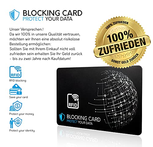 DEKRA geteste RFID-blokkerkaart, nieuwste E-Field storzendertechnologie, ter bescherming tegen gegevensdiefstal, extra dunne kaart met 0,8 mm voor elke portemonnee, kaartbescherming, NFC-bescherming, zwart, 1, Modern - Image 6