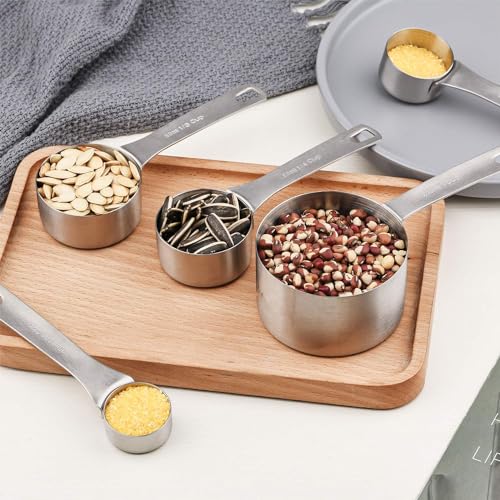 Juego de 8 tazas medidoras de acero inoxidable miniatura 6