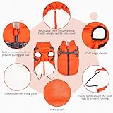 Hundemantel Winter mit Geschirr Einstellbar, ZoneYan Wasserdicht & Warm Hundemantel für Kleine Hunde, Reflektierende Winterjacke, Winddicht Weste für Hund (Orange, XS)