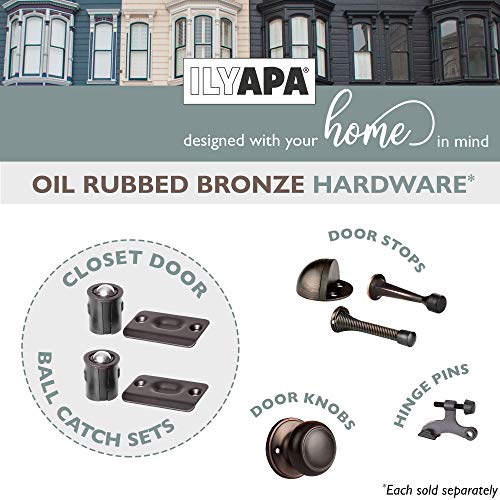 Ilyapa Closet Door Ball Catch Hardware, 4 Pack - Oil Rubbed Bronze Drive-In Ball Catch With Strike Plate #TOP4