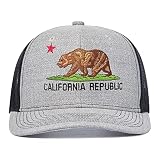 Shenbors California Republic Bear Trucker Hat for Men & Women, Embroidered Cali Flag Baseball Cap, Embroidery Snapback Cotton Dad Hat