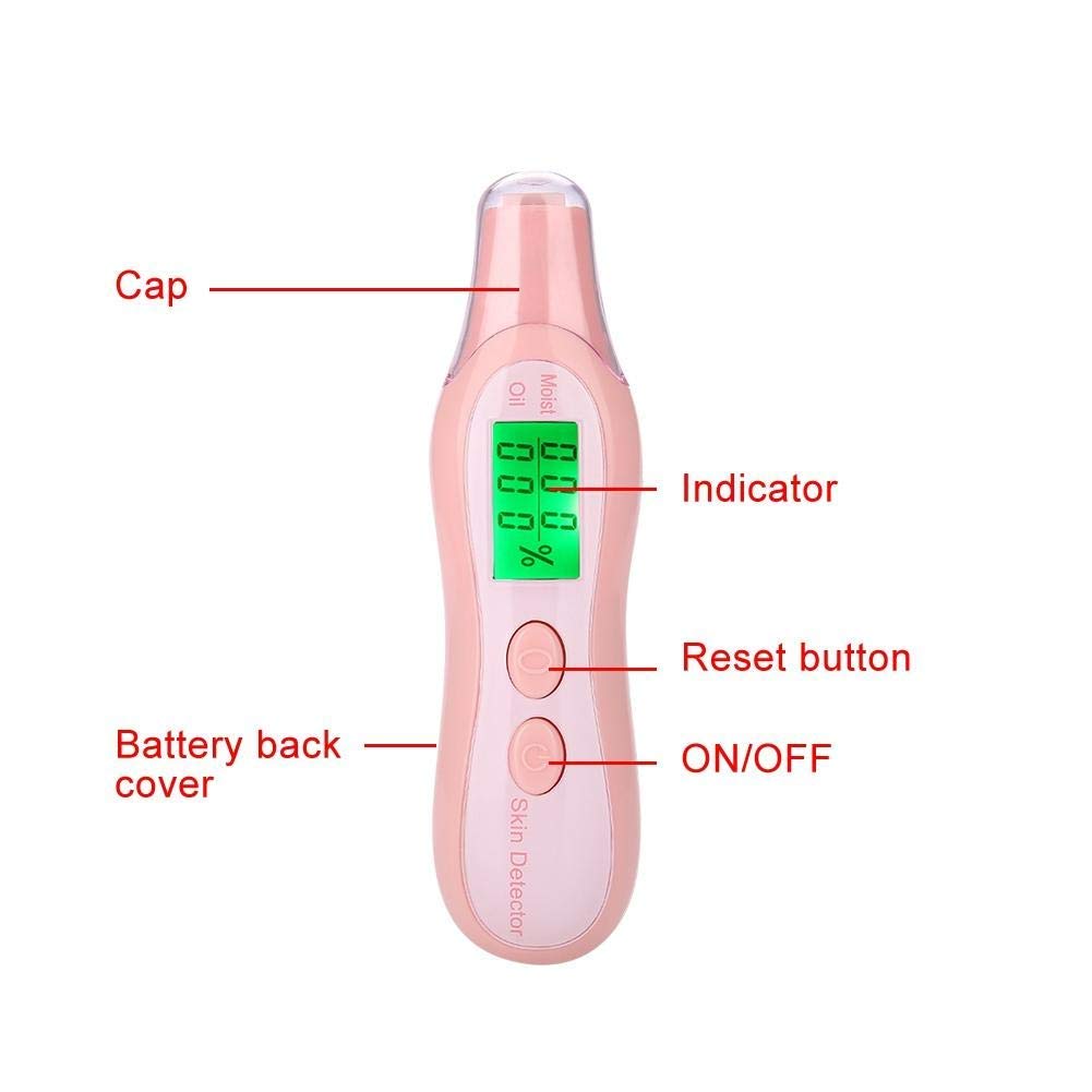Testeur de capteur de peau, testeur d'humidité du visage 0 ~ 99,9 % avec écran LCD numérique, analyseur de capteur de peau de précision pour détecter l'état de la peau (02)
