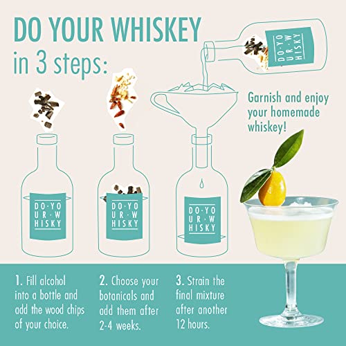 DO Your Whisky | DIY Whiskey Infusion Set | Whiskey Making Kit | 12 Woodchips & Botanicals | 6 Whiskey Stones & Recipes | Gifts for Adults, Men & Women | Anniversary, Birthday, Wedding, Father’s Day