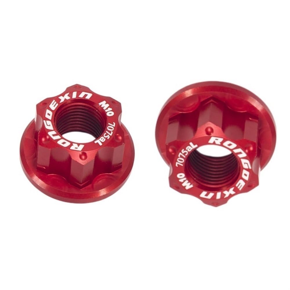 VURETO 2 x M10 Bicycle Wheel Hub Axle Nut, 7075 Aluminum Track Nut with Non-Slip Pattern, Bicycle Wheel Nut Replacement Hub for Front and Rear Bike