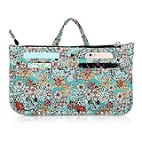 BTSKY Printing Handbag Organizers Inside Purse Insert - High Capacity 13 Pockets Bag Tote Organizer with Handle(Colorful Flower)
