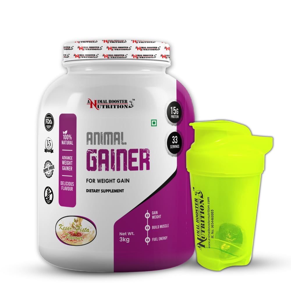 Animal Booster Nutrition WEIGHT GAINER| 15gm Of Protein in 90gm of Serving| For Gain Weight, Build Muscle & Fuel Energy (Kesar Pista Flavor) (33 Servings/3KG) (B0CTGFFS3T) Amazon Price History, Amazon Price Tracker