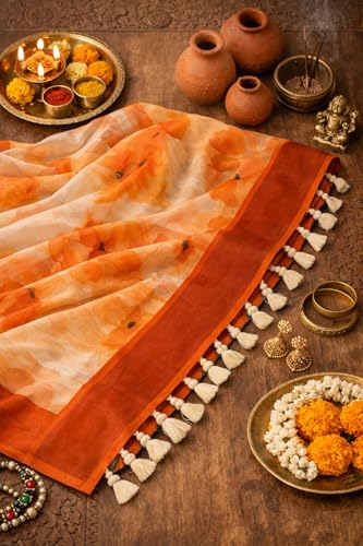 Image of Jack & Jini Women's Floral Print Pure Georgette Saree with Blouse Piece | Soft Casual & Festive Drape | Gift for Mother, Wife.