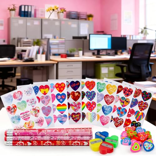 Set de 12 Lápices para San Valentín con Gomas y Stickers miniatura 4