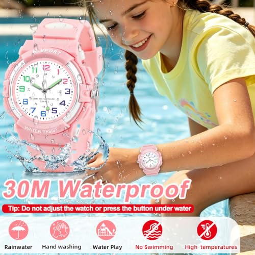 Image of CKV Kids Watch Analog Waterproof Time Teaching for Boys Girls | Acuurate Time Easy to Read with Soft TPU Band Thoughtful Present for Children age 5-15