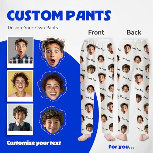 Custom Pajamas Pants with Photo Text, Personalized Pajamas Pants with Face, Funny Custom Gifts for Men Women3