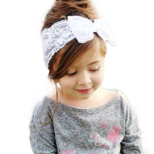 FEITONG(TM) Fashion Lovely Sweet Girls Lace Big Bow Hair Band Baby Head Wrap Headband Accessories (#A)