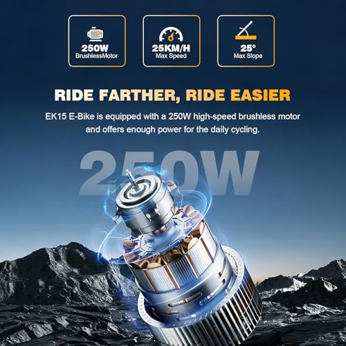 EVERCROSS EK15 E-Bike für Erwachsene, 27,5'' Elektrofahrräder - App, 250W Motor, 36V 13Ah Akku, 15/20/25 KM/H, 7 Gang Getriebe, urbanes Elektrofahrrad Mountainbike für Unisex – Bild 6