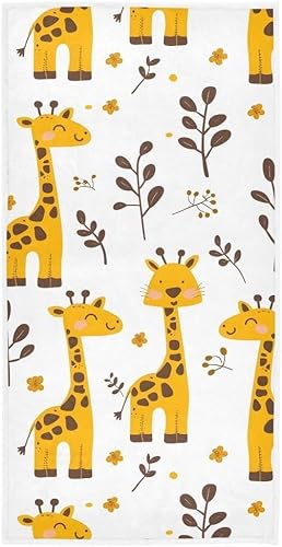 フェイスタオル 薄手 タオル 人気 おしゃれ 抗菌防臭 ジラフ キリン ホワイト 速乾 子供 こども ふわふわ 耐久性 装飾