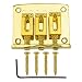 1Pcs Yootones 3 String Fixed Guitar Bridge Replacement Part with 4 Screws & Wrench Compatible with Cigarbox Electric Guitar (Gold)
