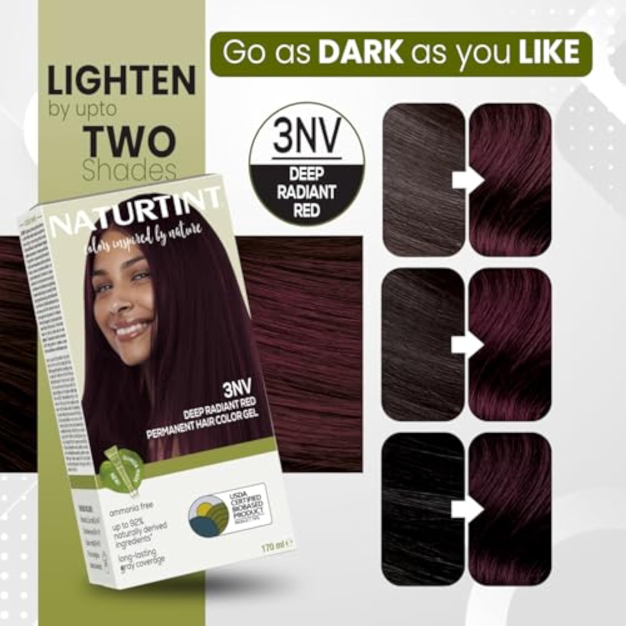 Permanent Hair Colour Gel, Burgundy 3NV, For Sensitive Scalp